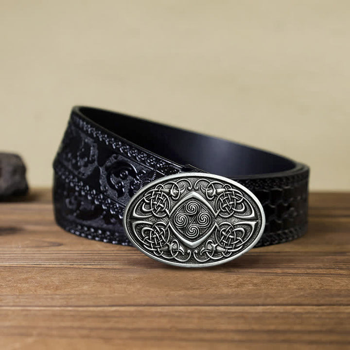 Cinturón de cuero con hebilla de nudo celta vikingo para hombre hecho a mano