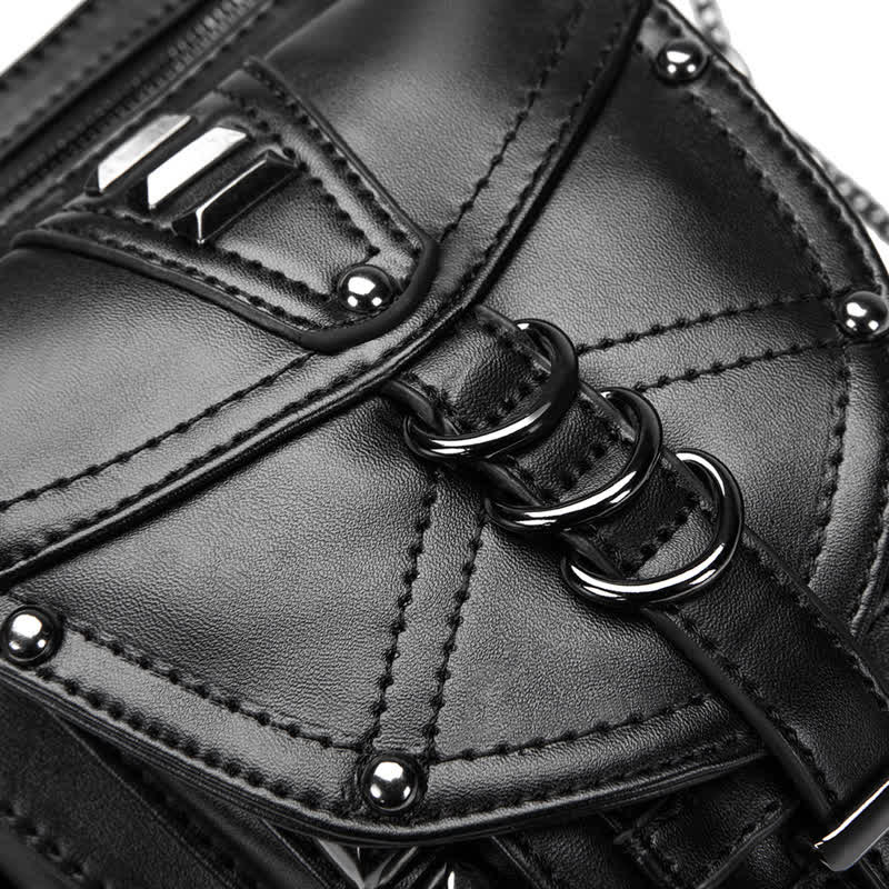 Riñonera estilo steampunk con remaches estilo punk para motocicleta, color negro