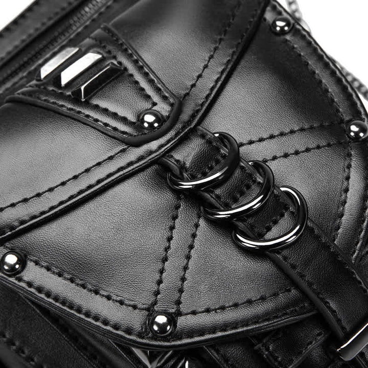 Riñonera estilo steampunk con remaches estilo punk para motocicleta, color negro