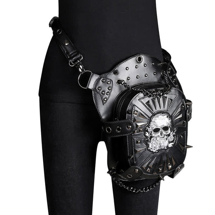 Bolso de hombro, cintura y pierna convertible con diseño de calavera