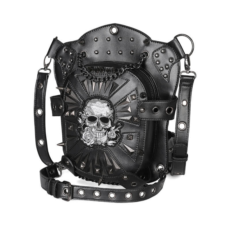 Bolso de hombro, cintura y pierna convertible con diseño de calavera