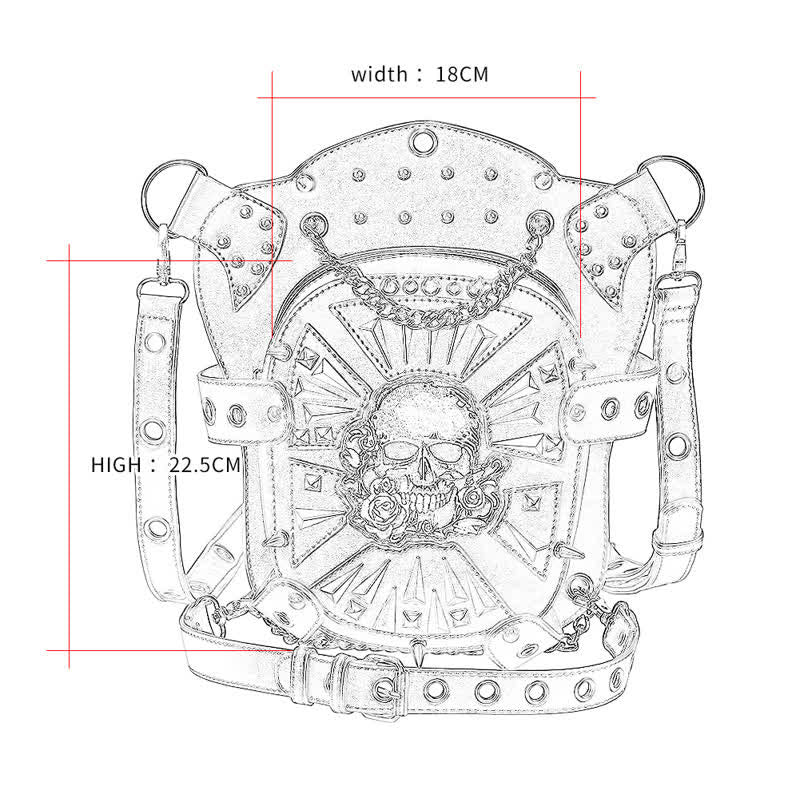 Bolso de hombro, cintura y pierna convertible con diseño de calavera