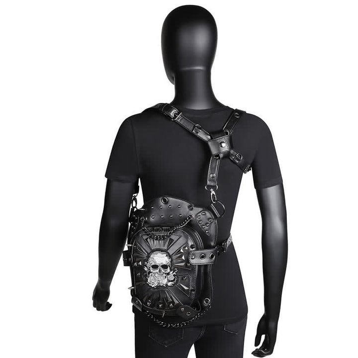 Bolso de hombro, cintura y pierna convertible con diseño de calavera