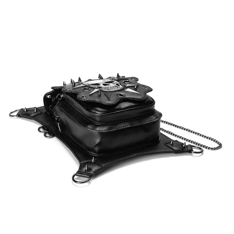 Bolso de hombro, cintura y pierna estilo gótico con diseño de calavera estilo steampunk