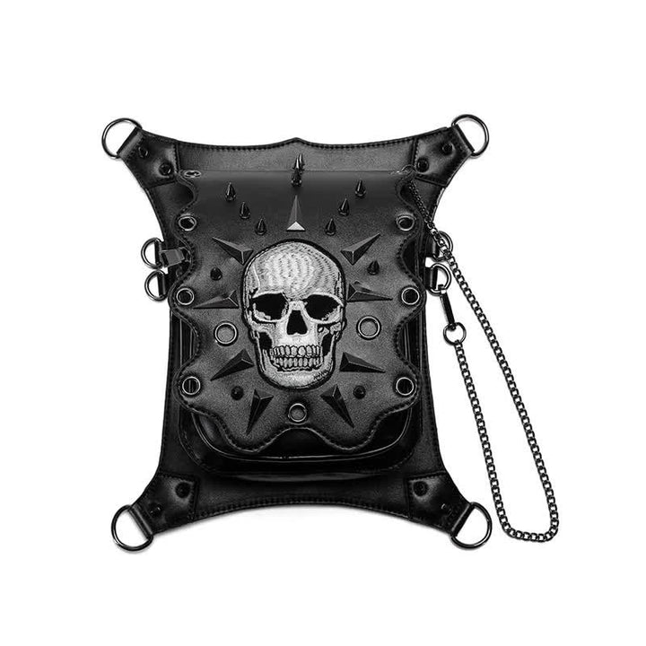 Bolso de hombro, cintura y pierna estilo gótico con diseño de calavera estilo steampunk