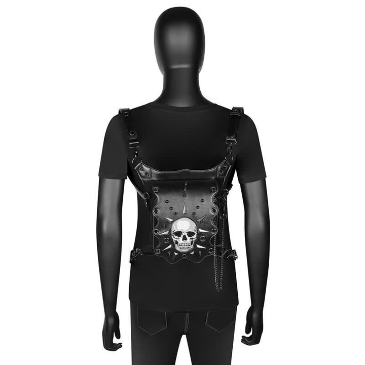 Bolso de hombro, cintura y pierna estilo gótico con diseño de calavera estilo steampunk