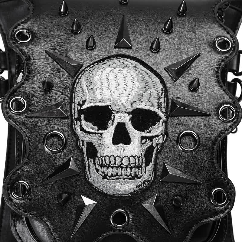 Bolso de hombro, cintura y pierna estilo gótico con diseño de calavera estilo steampunk