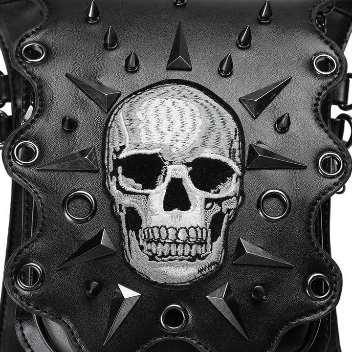 Bolso de hombro, cintura y pierna estilo gótico con diseño de calavera estilo steampunk