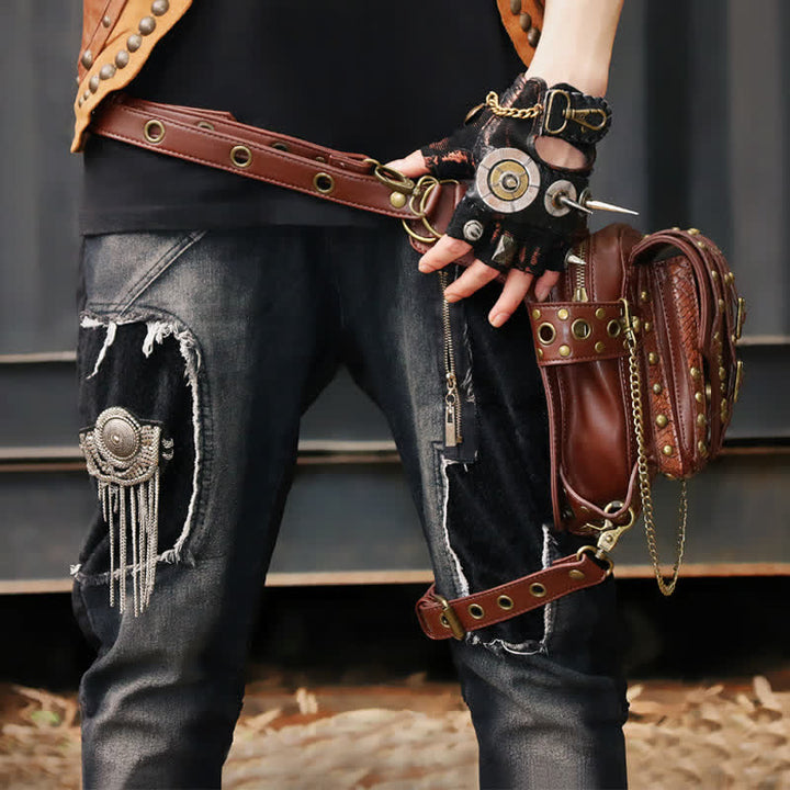 Bolso bandolera con cadena para motocicleta Brown Rock