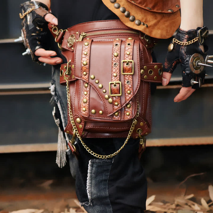 Bolso bandolera con cadena para motocicleta Brown Rock
