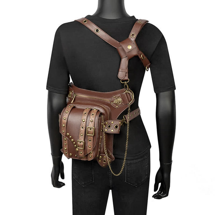 Bolso bandolera con cadena para motocicleta Brown Rock