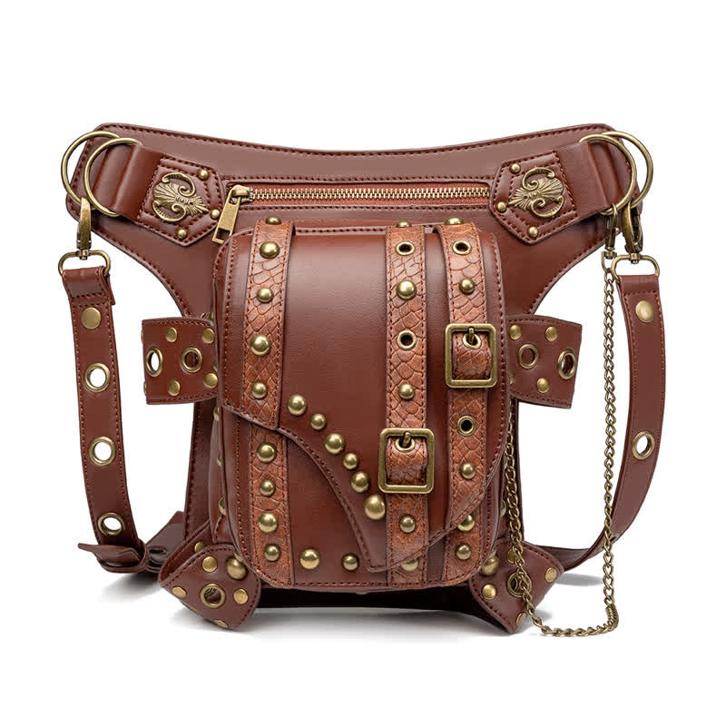 Bolso bandolera con cadena para motocicleta Brown Rock