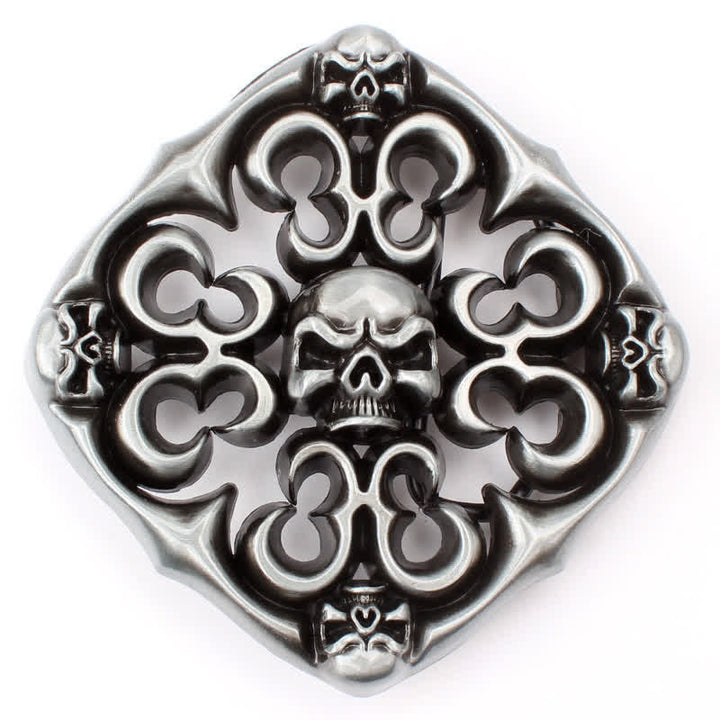 Cinturón de cuero con hebilla de calavera hueca para hombre, hecho a mano