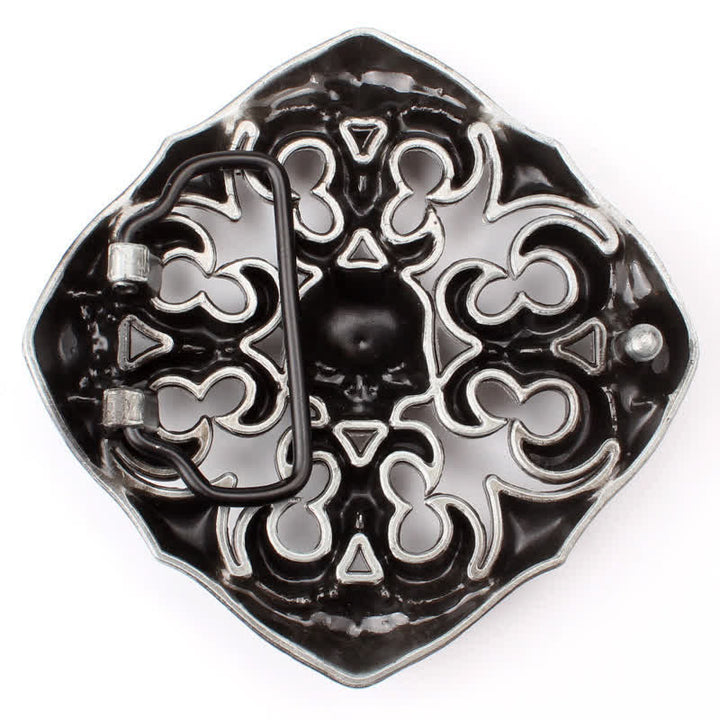 Cinturón de cuero con hebilla de calavera hueca para hombre, hecho a mano
