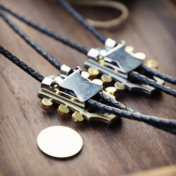 Corbata bolo con diseño de guitarra retro de música country del oeste