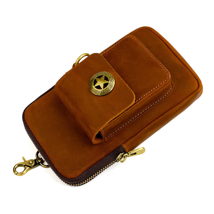 Estuche de cuero para teléfono móvil y cigarrillos para viajes