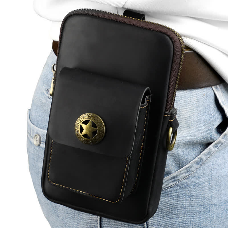 Estuche de cuero para teléfono móvil y cigarrillos para viajes