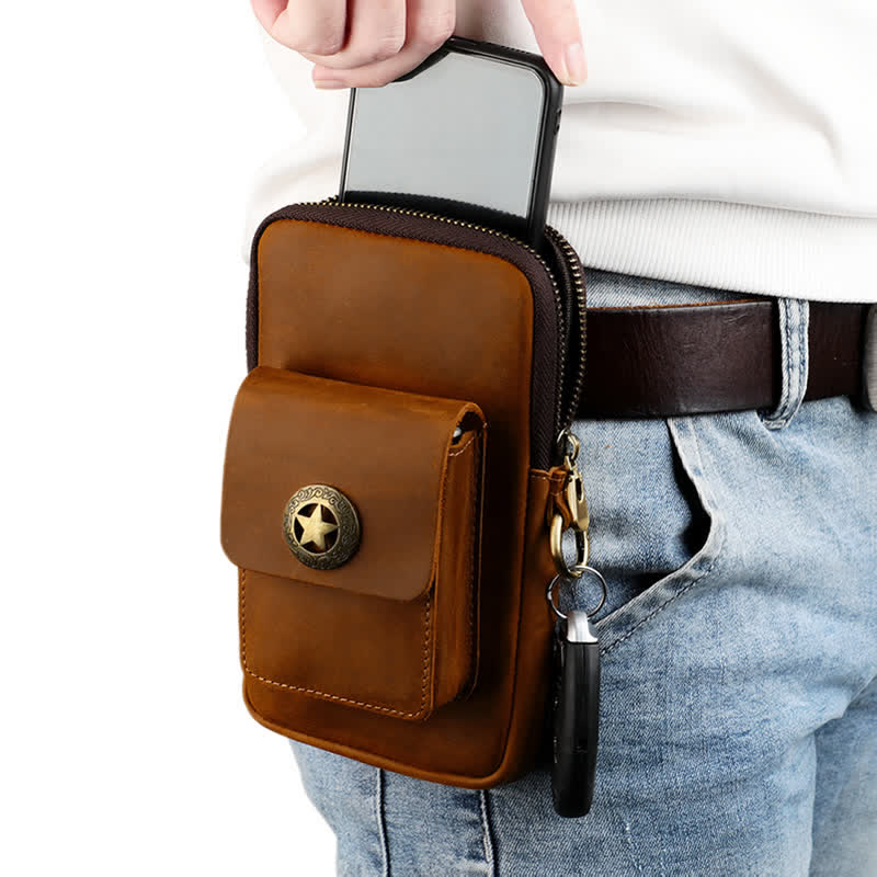 Estuche de cuero para teléfono móvil y cigarrillos para viajes
