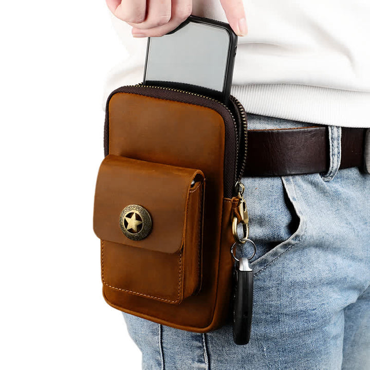 Estuche de cuero para teléfono móvil y cigarrillos para viajes