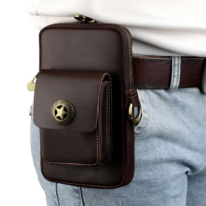 Estuche de cuero para teléfono móvil y cigarrillos para viajes