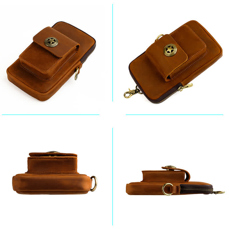 Estuche de cuero para teléfono móvil y cigarrillos para viajes