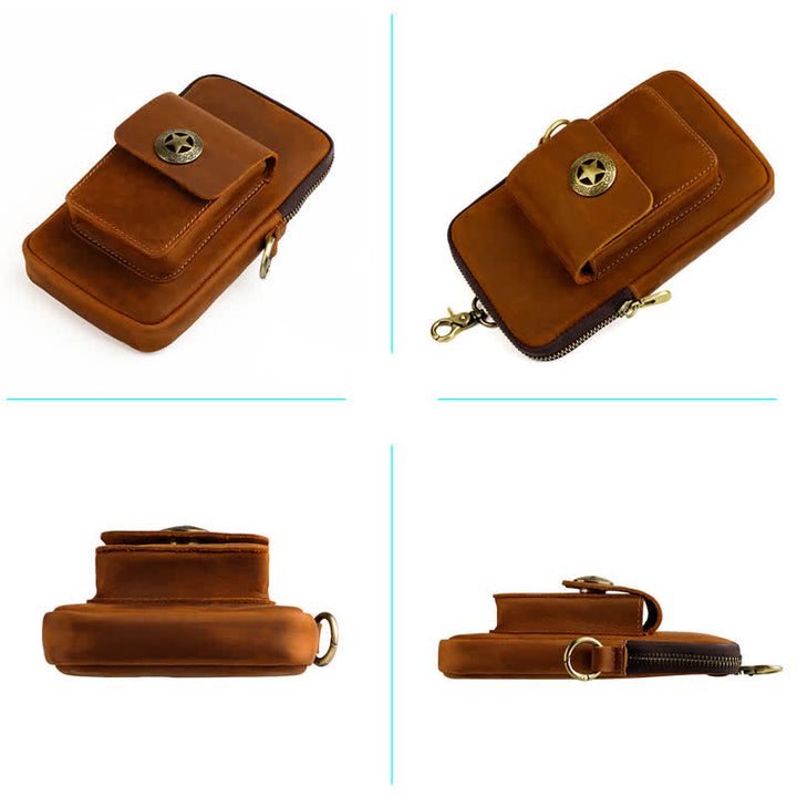 Estuche de cuero para teléfono móvil y cigarrillos para viajes
