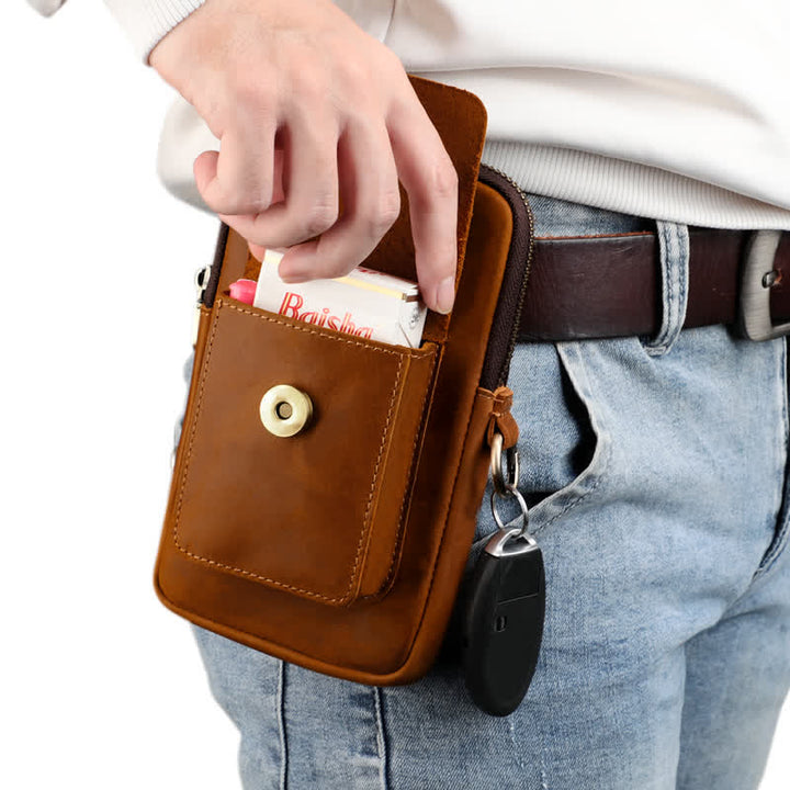 Estuche de cuero para teléfono móvil y cigarrillos para viajes
