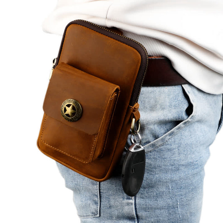 Estuche de cuero para teléfono móvil y cigarrillos para viajes