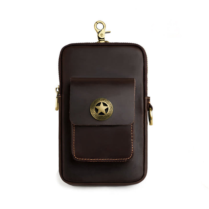 Estuche de cuero para teléfono móvil y cigarrillos para viajes