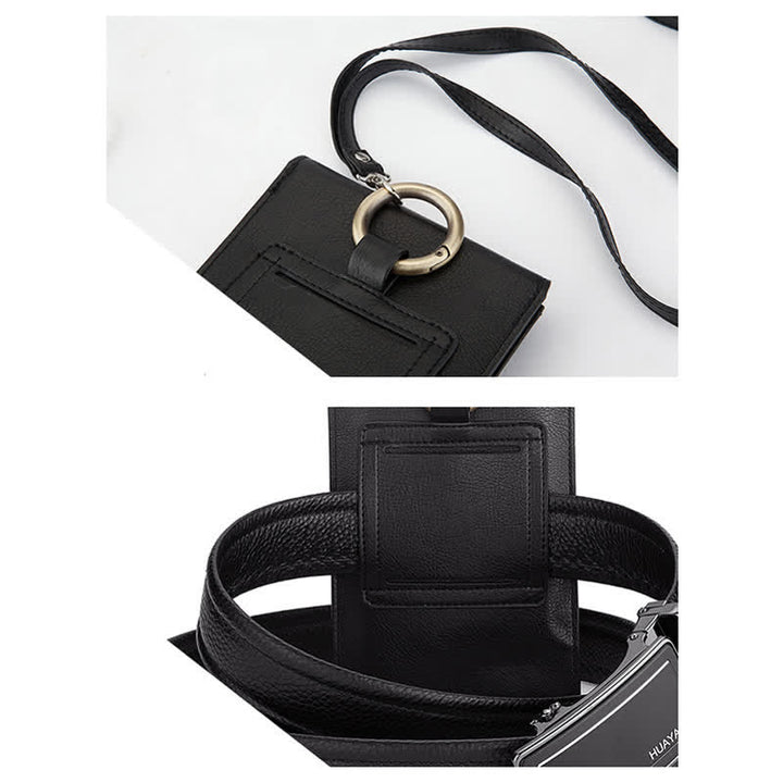 Bolso con cinturón de cuero con calavera cruzada negra estilo punk