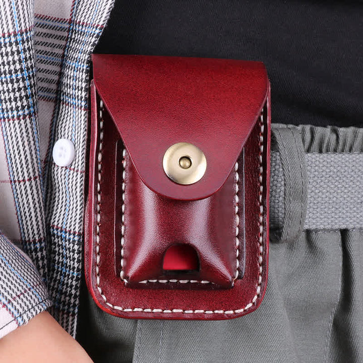 Mini estuche portátil para cigarrillos, bolso de cuero con cinturón