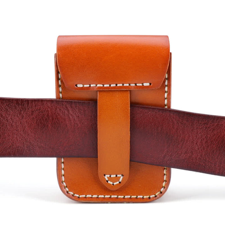 Mini estuche portátil para cigarrillos, bolso de cuero con cinturón