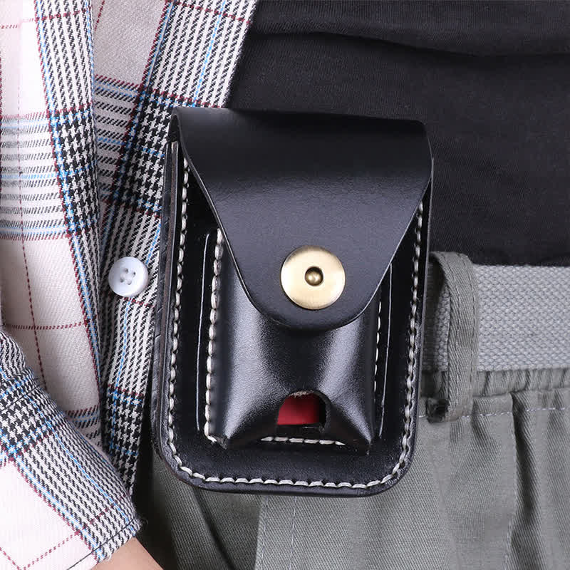 Mini estuche portátil para cigarrillos, bolso de cuero con cinturón