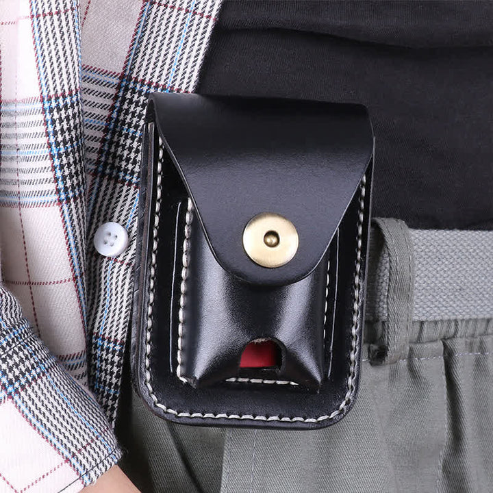 Mini estuche portátil para cigarrillos, bolso de cuero con cinturón