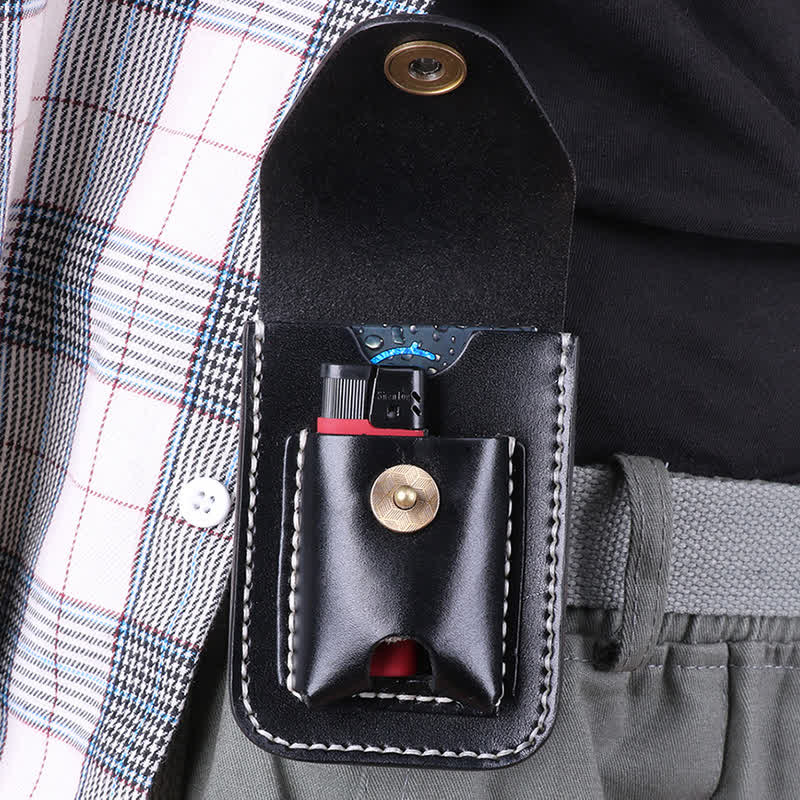 Mini estuche portátil para cigarrillos, bolso de cuero con cinturón