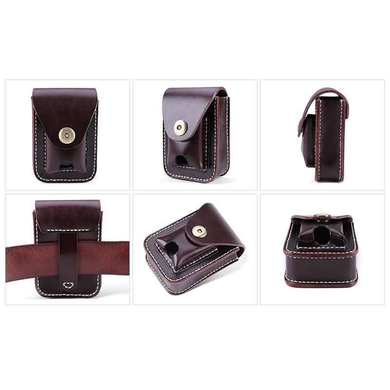 Mini estuche portátil para cigarrillos, bolso de cuero con cinturón