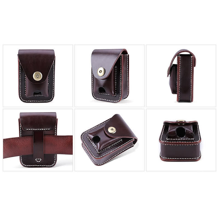 Mini estuche portátil para cigarrillos, bolso de cuero con cinturón