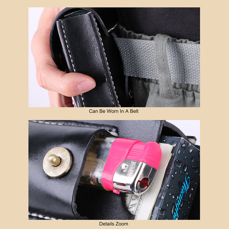 Mini estuche portátil para cigarrillos, bolso de cuero con cinturón
