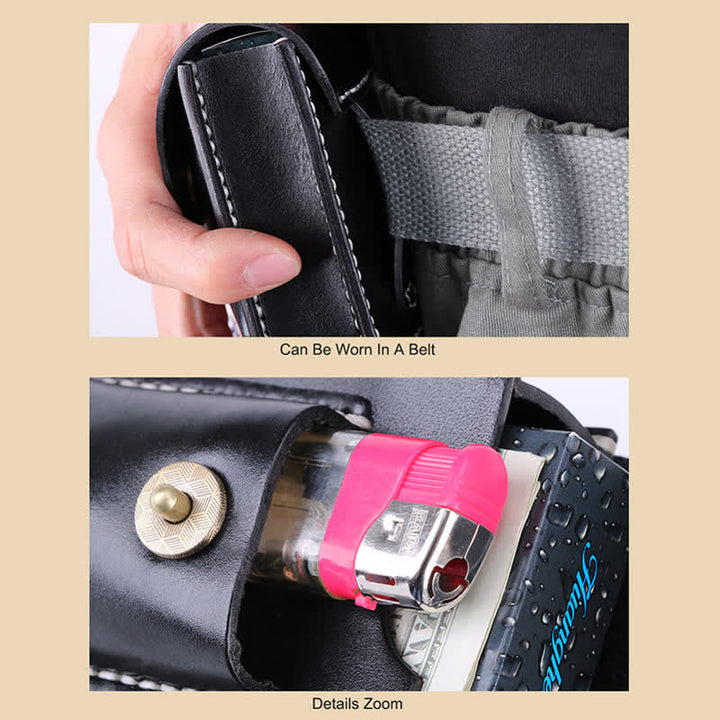 Mini estuche portátil para cigarrillos, bolso de cuero con cinturón
