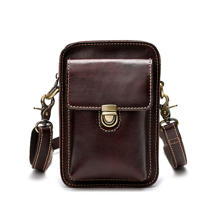 Bolso bandolera vintage de piel curtida con vegetales
