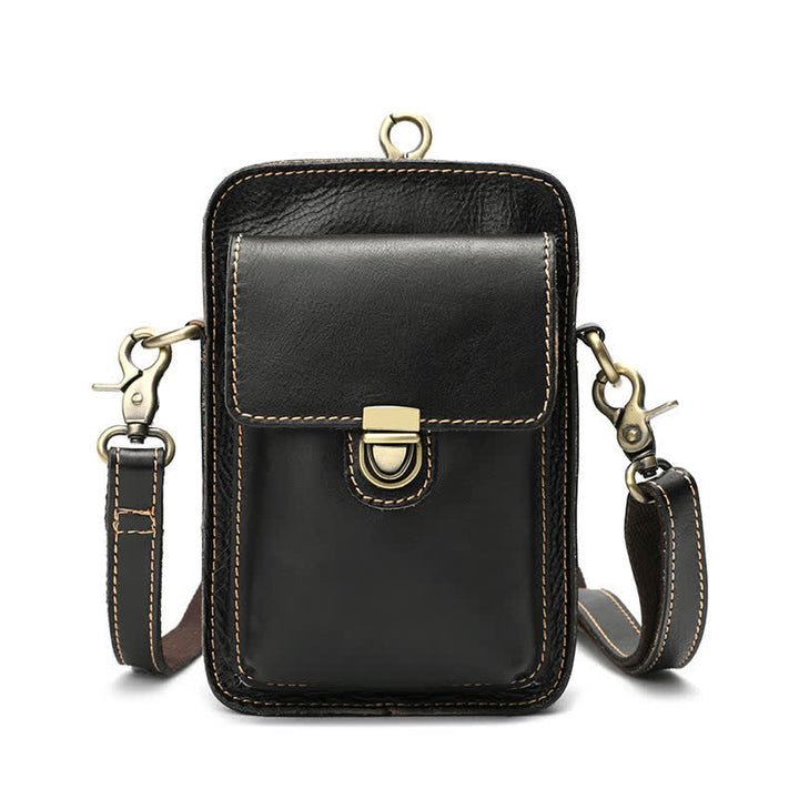 Bolso bandolera vintage de piel curtida con vegetales