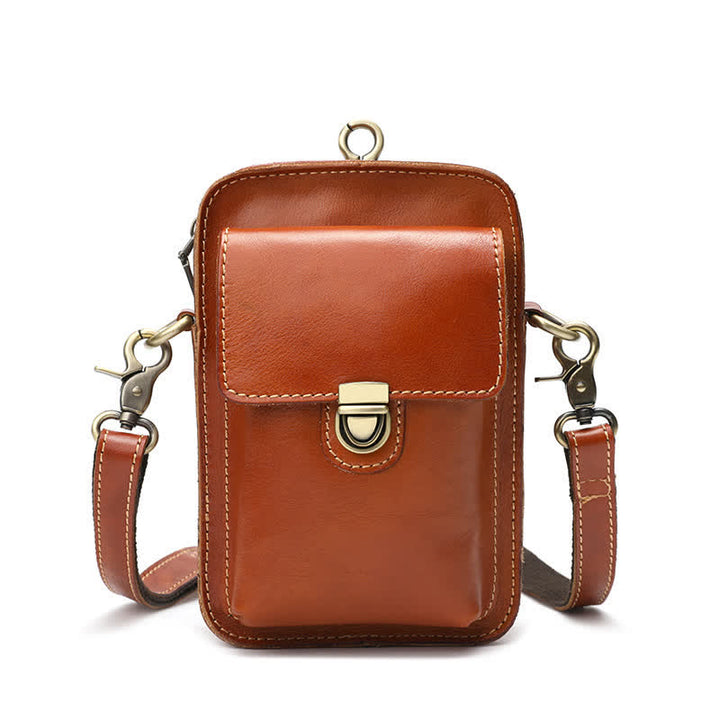 Bolso bandolera vintage de piel curtida con vegetales