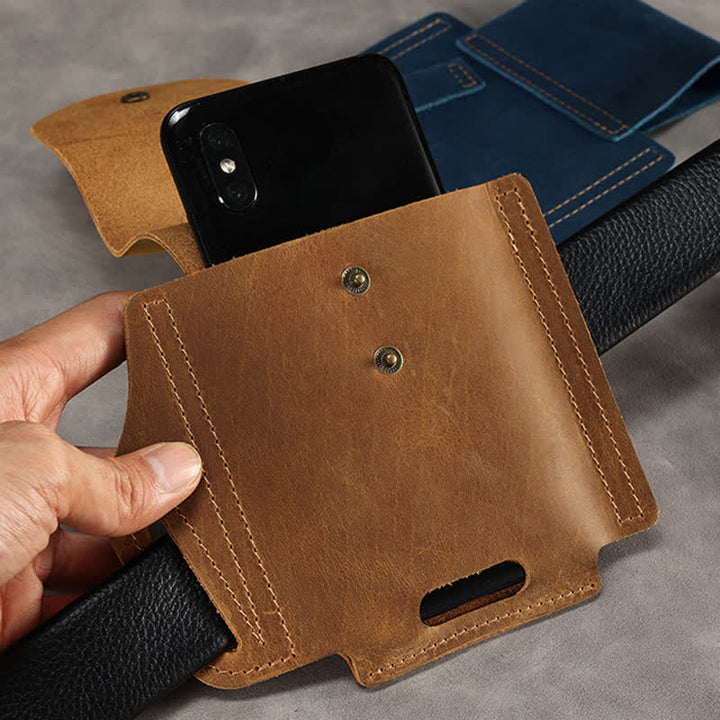Bolsa de cinturón de cuero con funda táctica y bolsillo para teléfono para exteriores