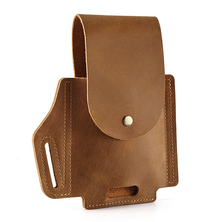 Bolsa de cinturón de cuero con funda táctica y bolsillo para teléfono para exteriores