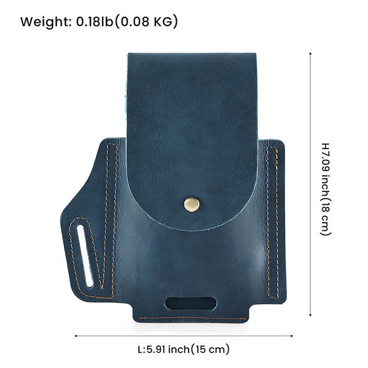 Bolsa de cinturón de cuero con funda táctica y bolsillo para teléfono para exteriores