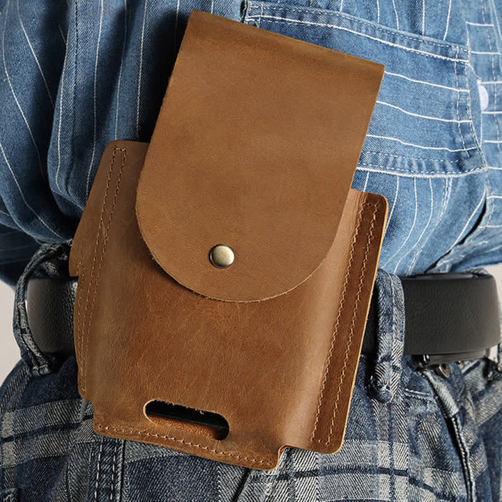 Bolsa de cinturón de cuero con funda táctica y bolsillo para teléfono para exteriores