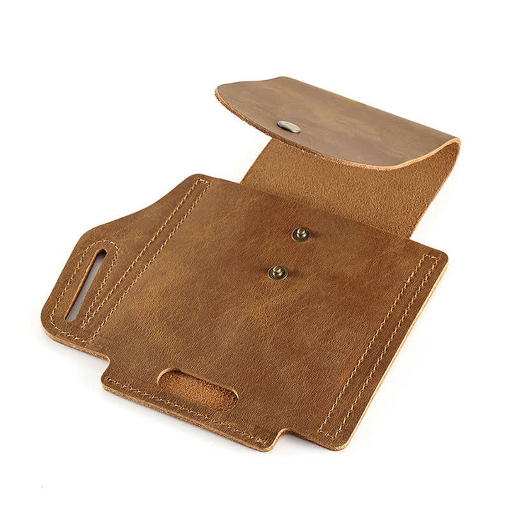 Bolsa de cinturón de cuero con funda táctica y bolsillo para teléfono para exteriores
