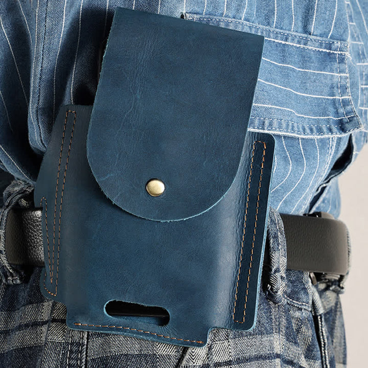 Bolsa de cinturón de cuero con funda táctica y bolsillo para teléfono para exteriores