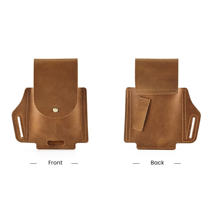 Bolsa de cinturón de cuero con funda táctica y bolsillo para teléfono para exteriores