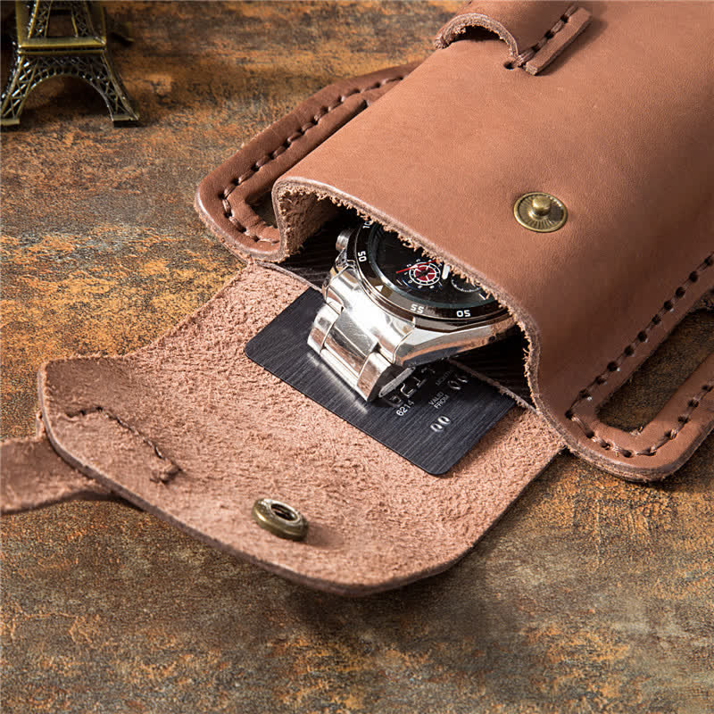 Bolso de cuero para cinturón con porta mechero en miniatura con forma de estrella